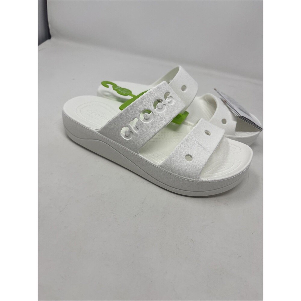 Crocs Baya Platform Sandals Women’s 5 White Double Strap Slides NWT